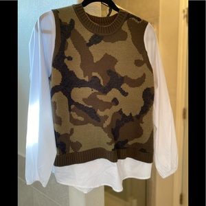Camp faux sweater vest with puff sleeves